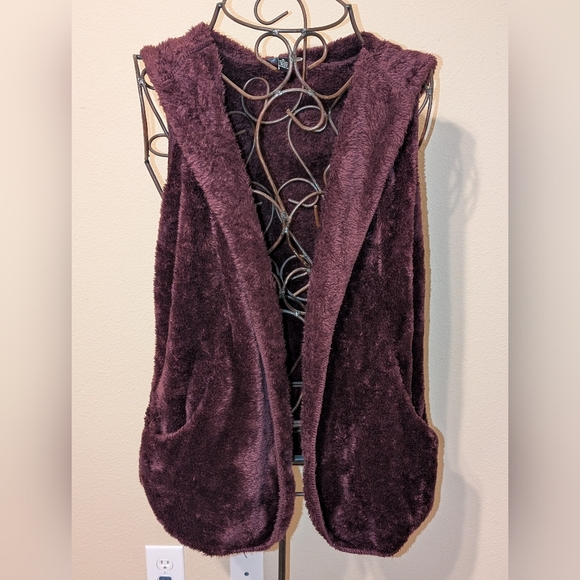 French Laundry Deep Purple Hooded Teddy Vest - Picture 2 of 7